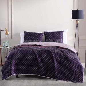 Bebejan Cordon Purple 100% Cotton Sateen 230 Thread Count 3-Piece Quilt Set